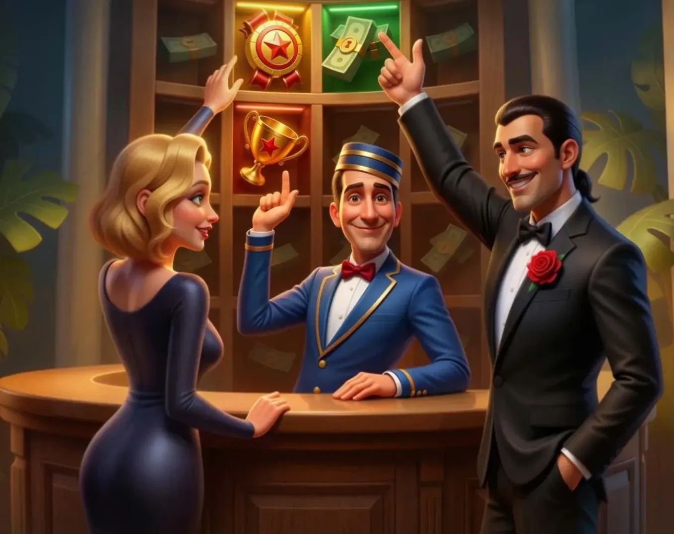 Casoola belønningssystem med trofeer, ukentlig cashback og VIP-fordeler.